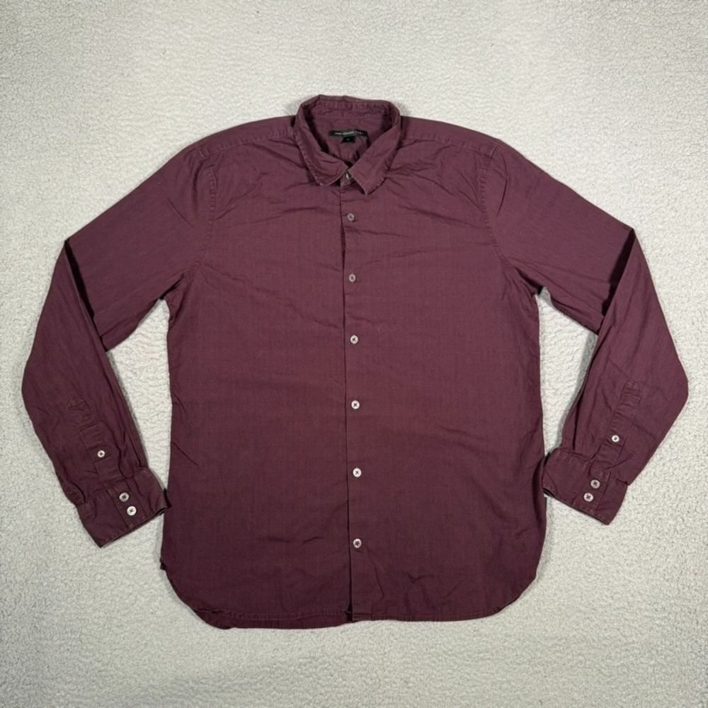 John Varvatos Shirt Mens Medium Burgundy Button Up Casual Preppy‎ 100% Cotton